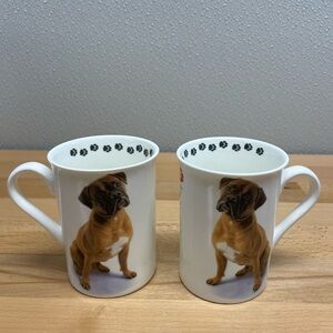 Boxer Coffee Cup Pair. 2 Mug Set of 10oz Ceramic cups by Pets. Dog Lover Set.